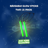 Reusable Glow Sticks, 2-Pack, Green, Reflective, Night Safety