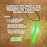 Compact Reusable Glow Stick, Reflective Cord, Pocket Size